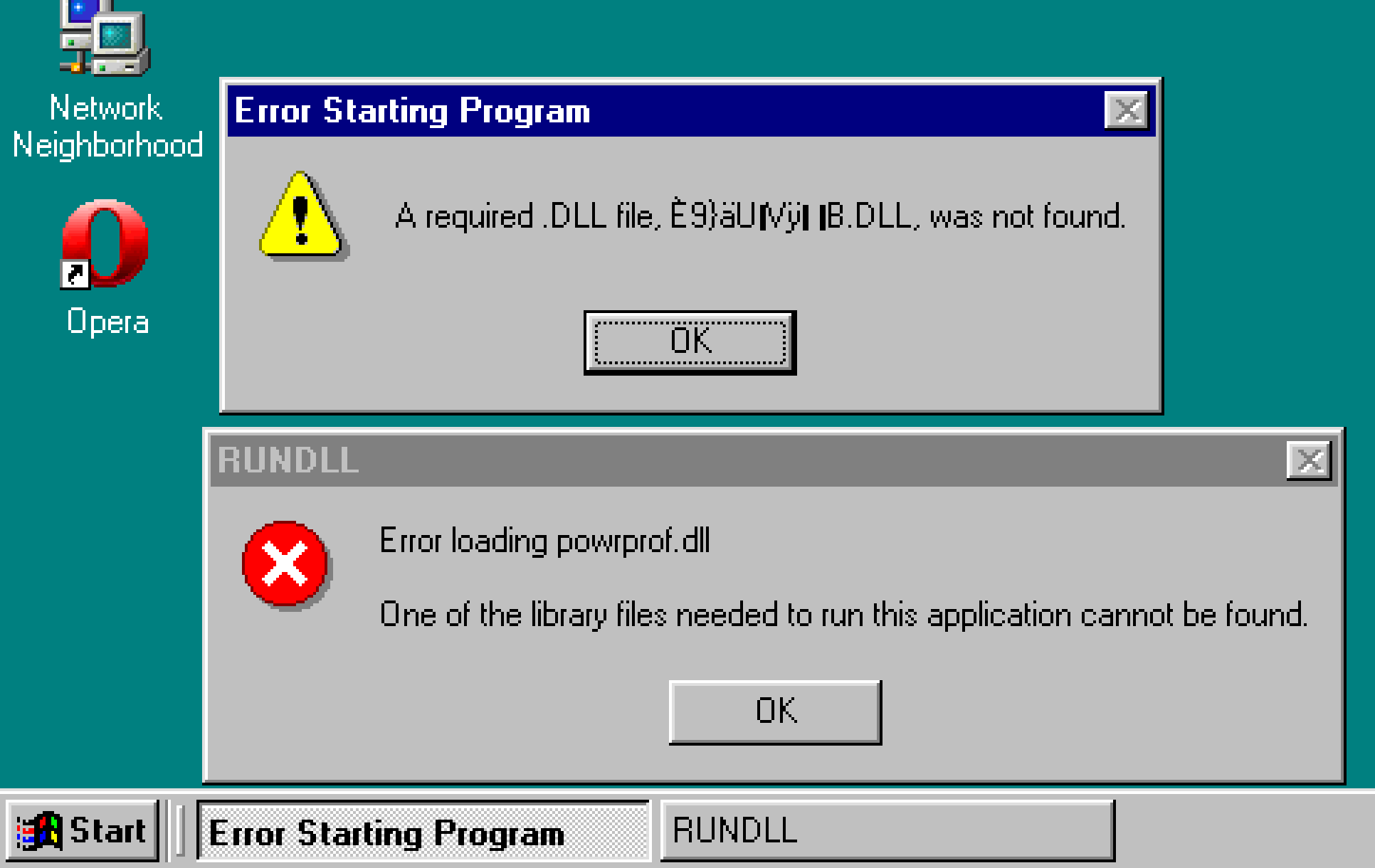Error messages in Windows 98 resulting from incorrect virtualization on Ryzen